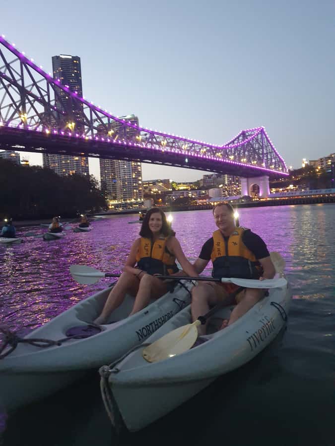 Brisbane: Illuminated River Night Kayak Tour - Brisbane at night from the seat of a kayak