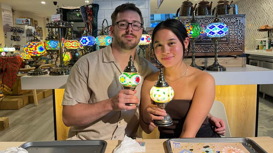 Brisbane: Mosaic Art Classes - Turkish Lamp Workshop - Turkish tea and cookies: why the break fits the craft