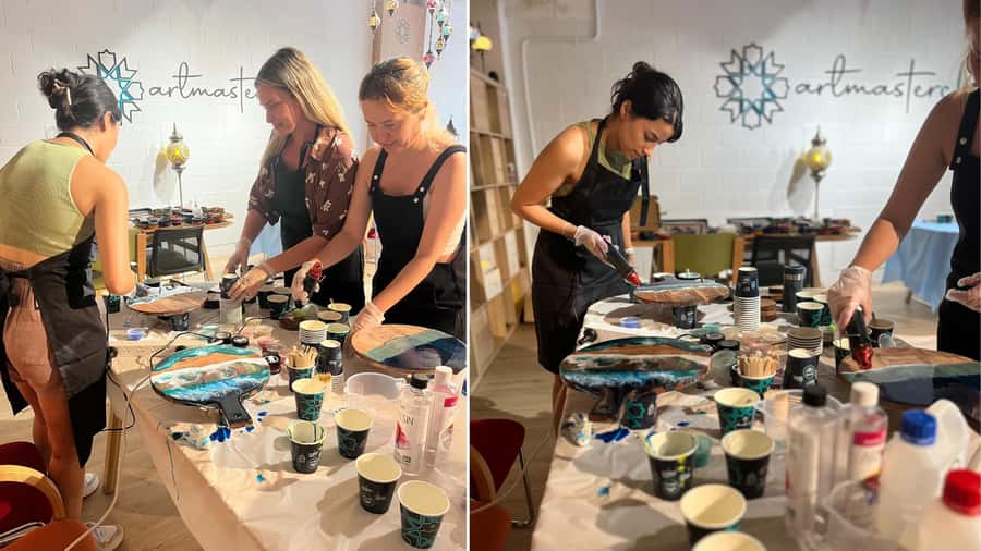 Brisbane: Resin Art Classes - Cheeseboards & Coasters - Inside Art Masterclass Brisbane: how the session likely unfolds