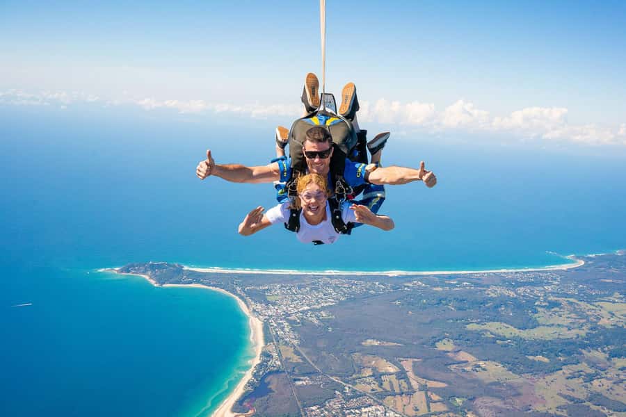 From Brisbane: Tandem Skydive Experience over Byron Bay - Scenic flight over Byron Bay: Cape Byron, lighthouse, surf beaches